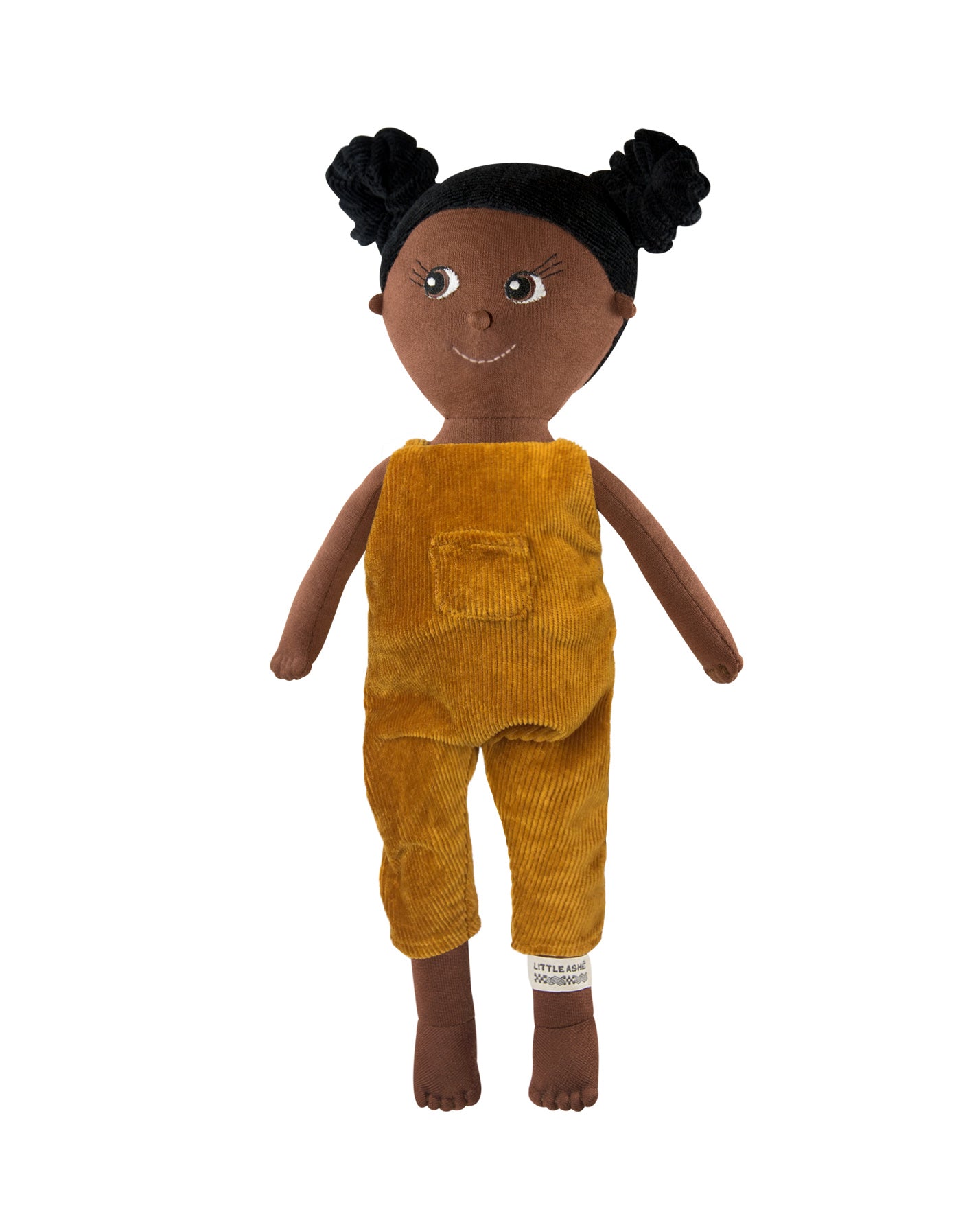 Kinderpuppe mit Haarzöpfen und Puppen Outfit aus Baumwolle