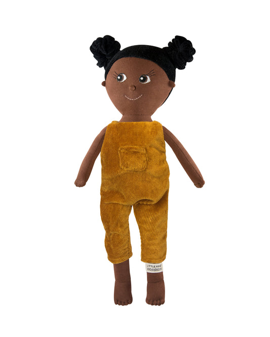 Kinderpuppe mit Haarzöpfen und Puppen Outfit aus Baumwolle